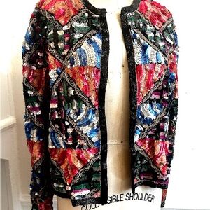 Vintage heavily beaded sequined rare Judith Ann Creations collector’s jacket szL
